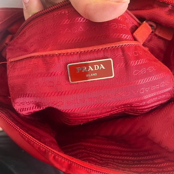 Prada Red Nylon Tote with Leather Straps and Detachable Crossbody - Picture 4 of 9
